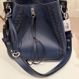 Brighton Navy Blue Leather Women's Tote Interlok
